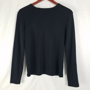 Cato Shirt Womens Small Black Casual Top‎ Long Sleeve Crew Neck Cotton Blend